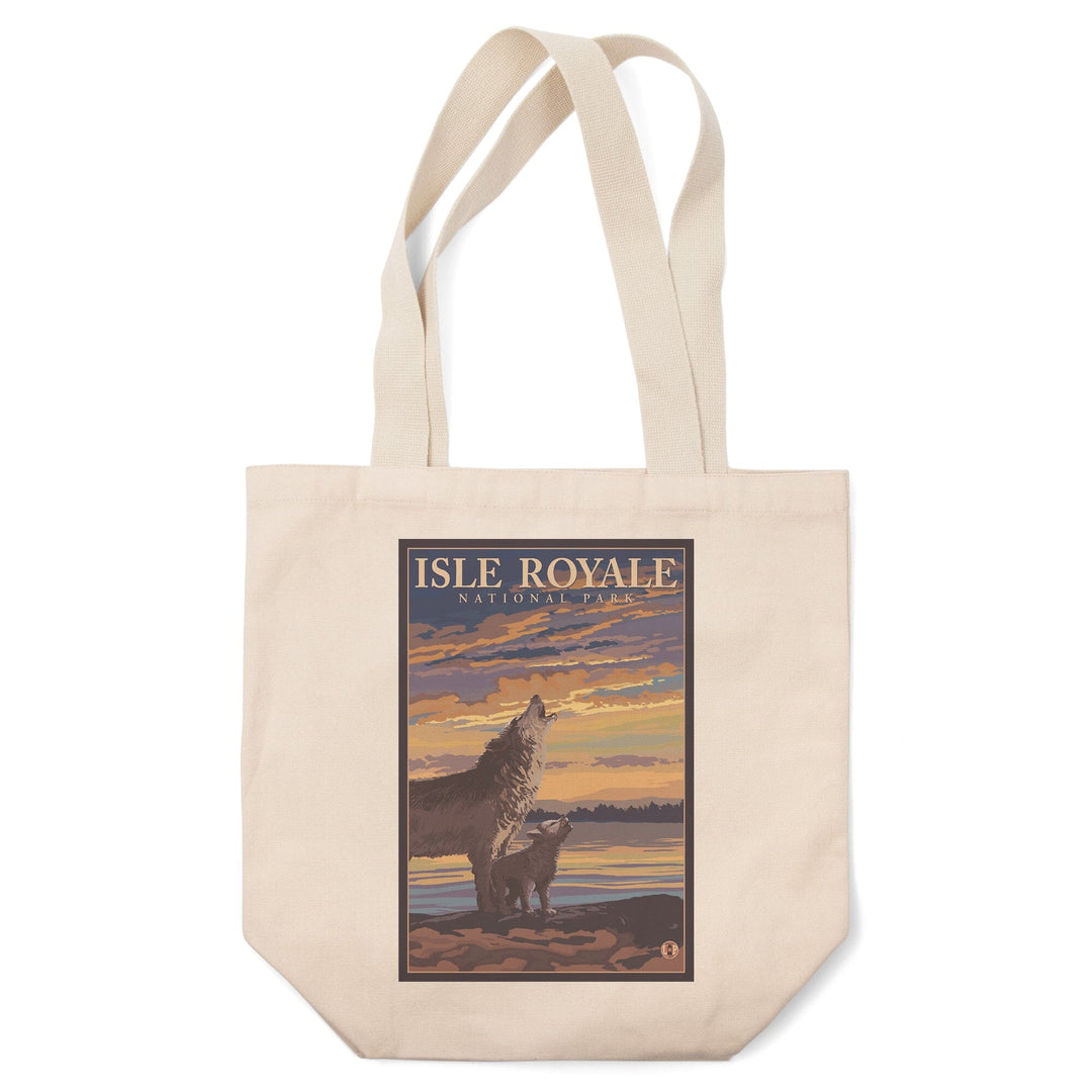 Isle Royale National Park, Michigan, Wolf and Cub, Tote Bag Totes Lantern Press 