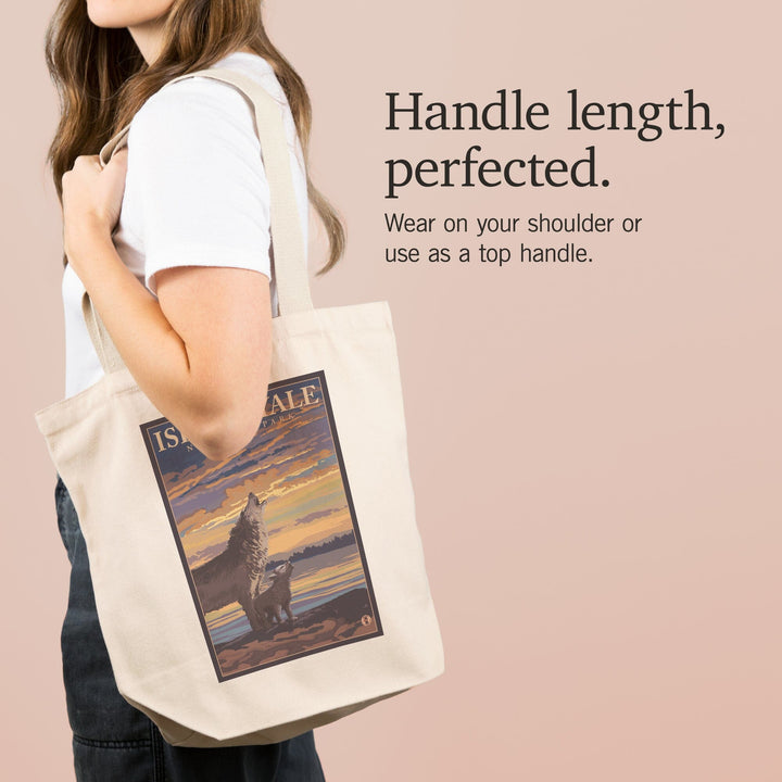 Isle Royale National Park, Michigan, Wolf and Cub, Tote Bag Totes Lantern Press 