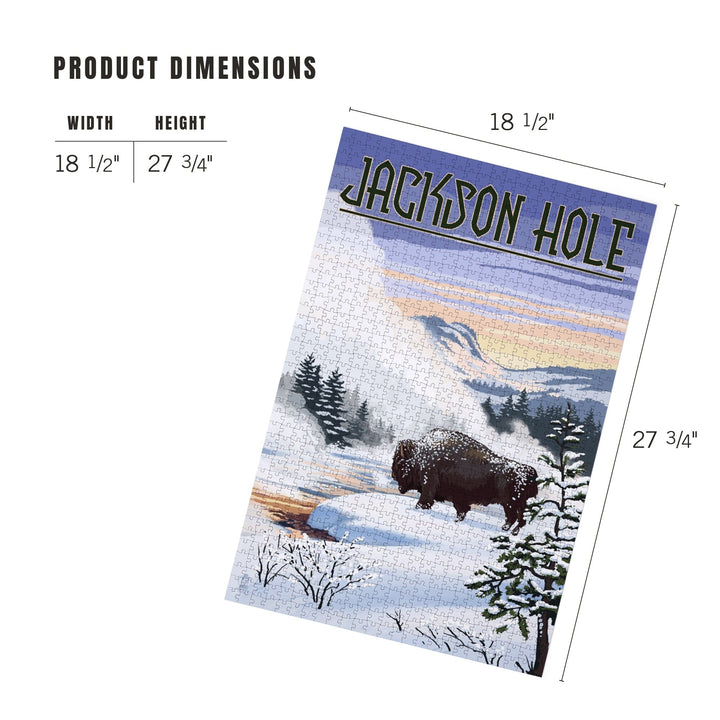 Jackson Hole, Wyoming, Bison Snow Scene, Jigsaw Puzzle Puzzle Lantern Press 