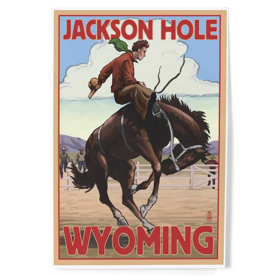 Jackson Hole, Wyoming, Bucking Bronco, Art & Giclee Prints Art Lantern Press 