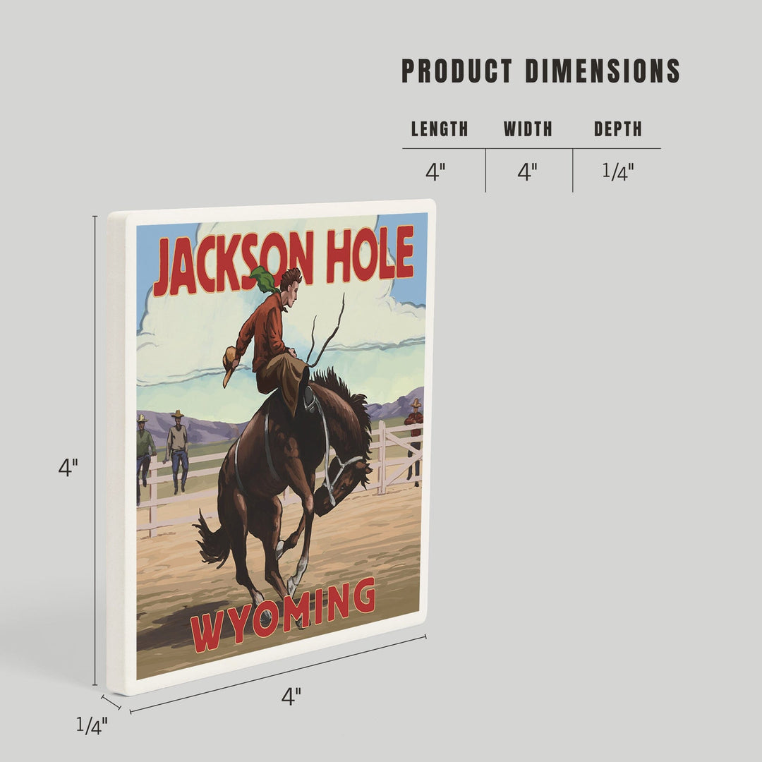 Jackson Hole, Wyoming, Bucking Bronco, Coasters Coasters Lantern Press 