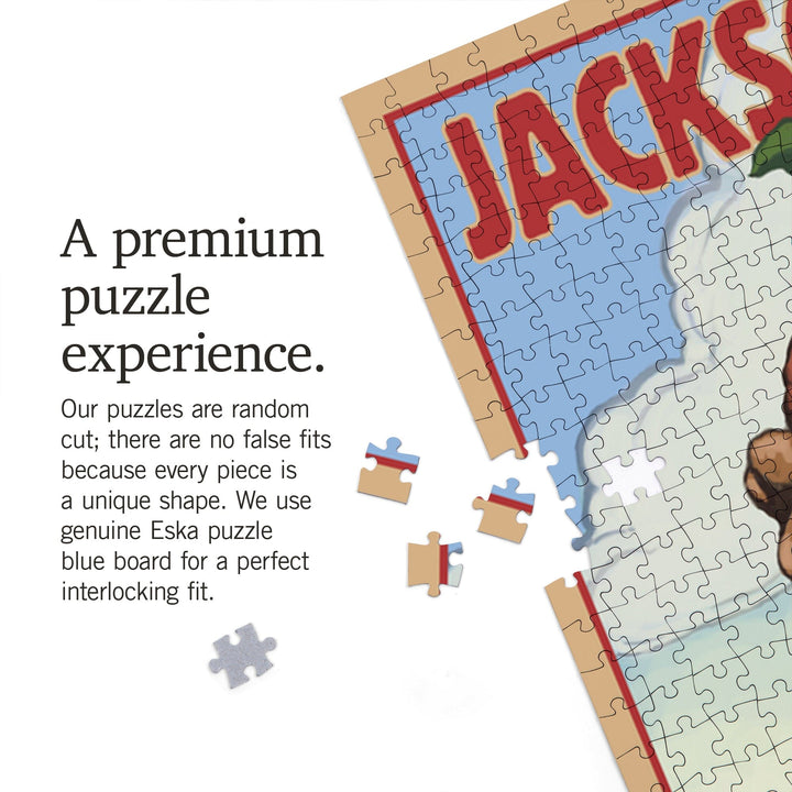 Jackson Hole, Wyoming, Bucking Bronco, Jigsaw Puzzle Puzzle Lantern Press 