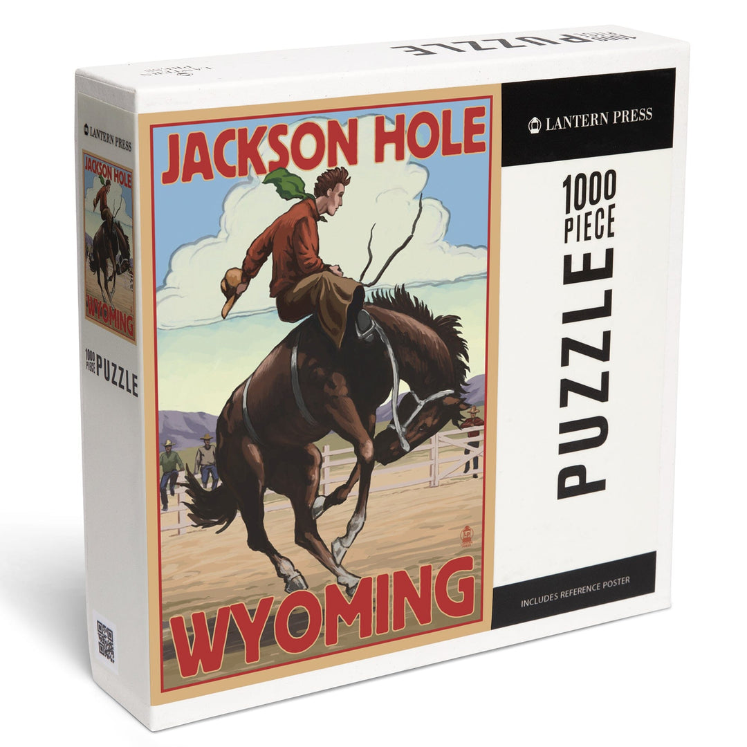 Jackson Hole, Wyoming, Bucking Bronco, Jigsaw Puzzle Puzzle Lantern Press 