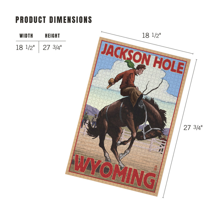 Jackson Hole, Wyoming, Bucking Bronco, Jigsaw Puzzle Puzzle Lantern Press 
