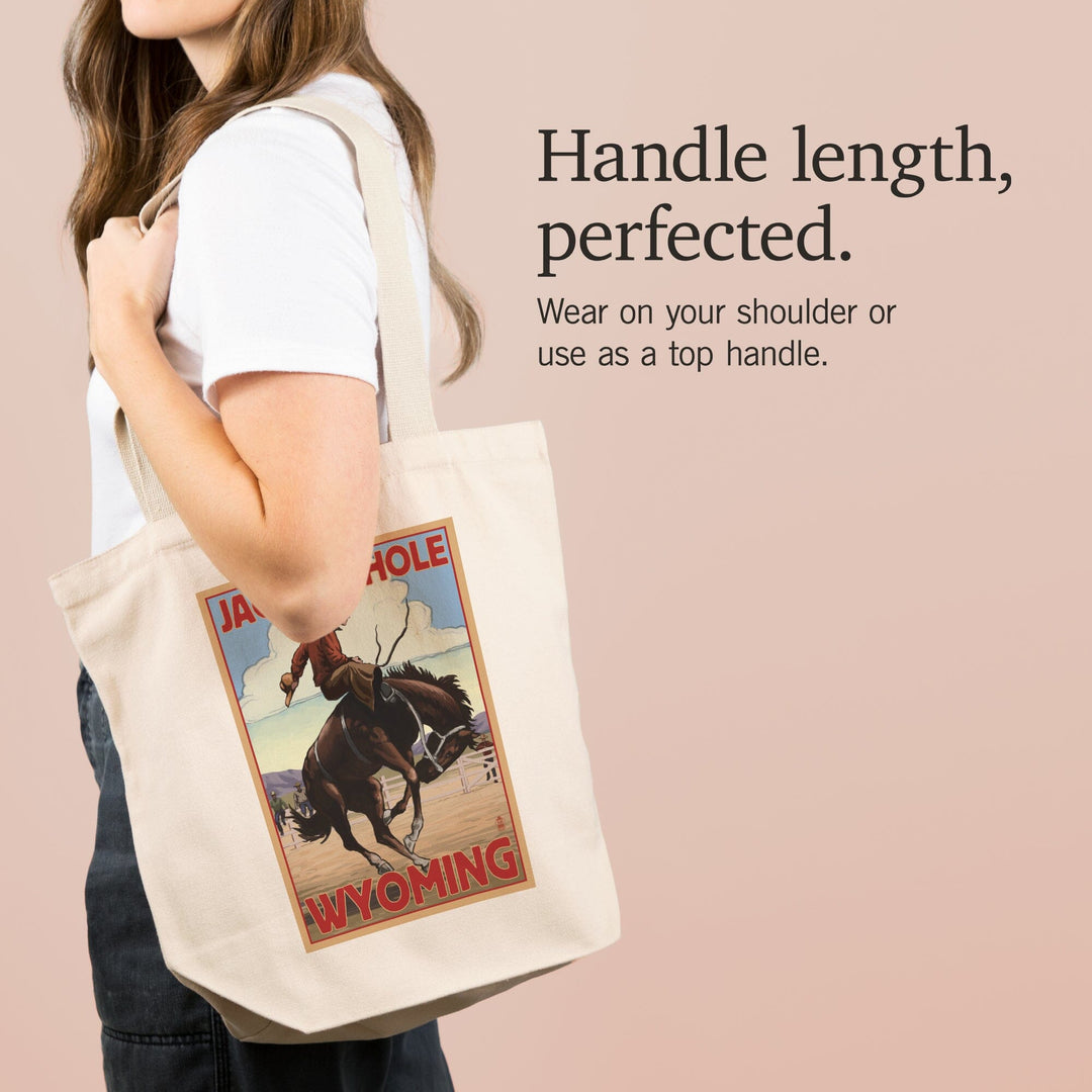 Jackson Hole, Wyoming, Bucking Bronco, Tote Bag Totes Lantern Press 
