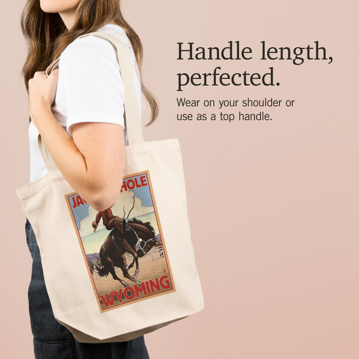 Jackson Hole, Wyoming, Bucking Bronco, Tote Bag Totes Lantern Press 