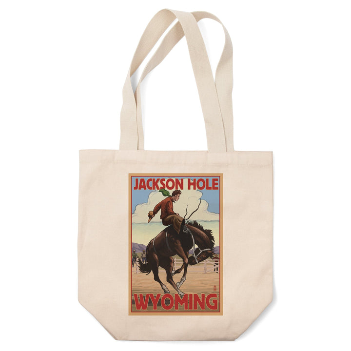 Jackson Hole, Wyoming, Bucking Bronco, Tote Bag Totes Lantern Press 