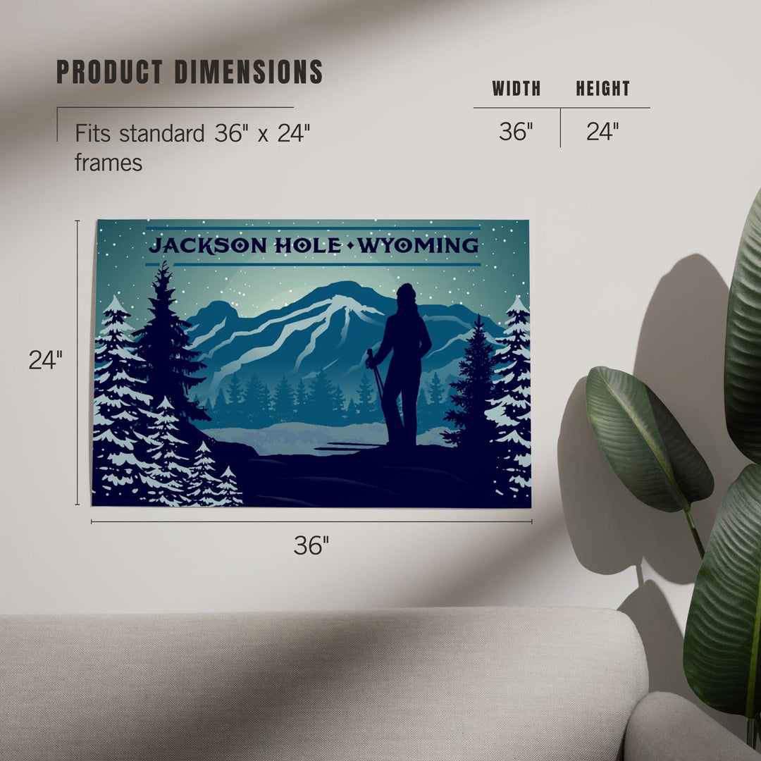 Jackson, Hole, Wyoming, Skier and Mountain, Vector Silhouette, Art & Giclee Prints - Lantern Press