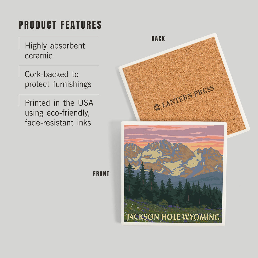 Jackson Hole, Wyoming, Spring Flowers, Coasters Coasters Lantern Press 