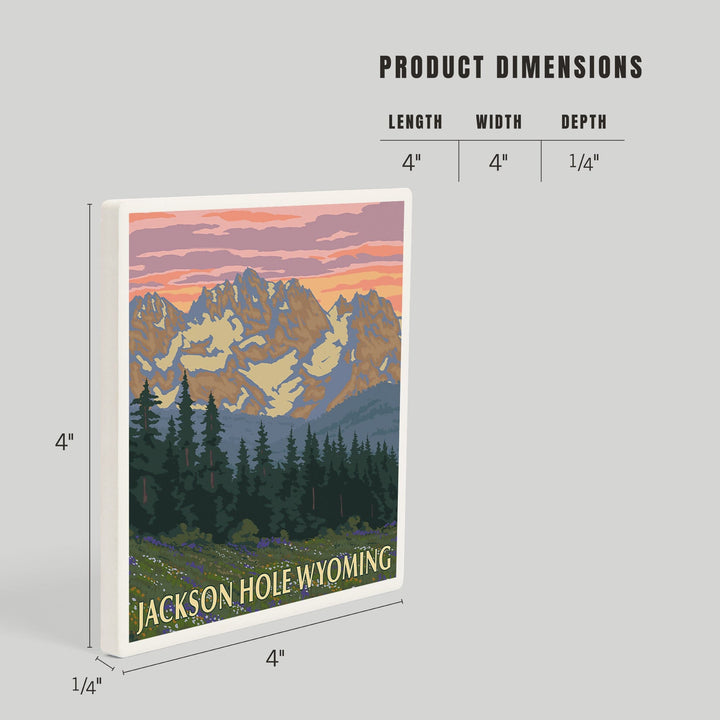 Jackson Hole, Wyoming, Spring Flowers, Coasters Coasters Lantern Press 