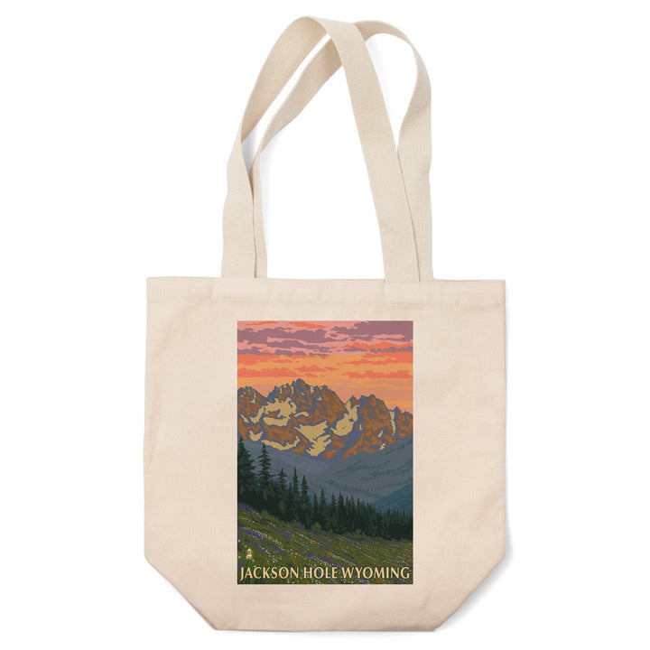 Jackson Hole, Wyoming, Spring Flowers, Lantern Press Artwork, Tote Bag Totes Lantern Press 
