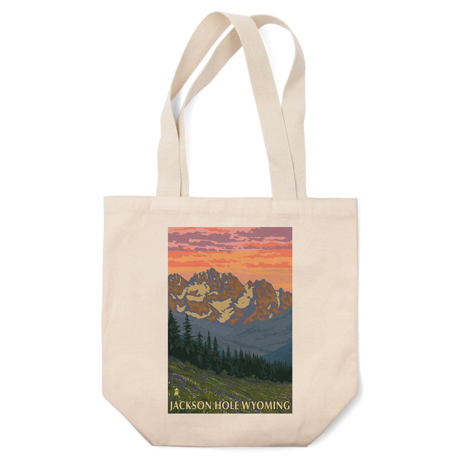 Jackson Hole, Wyoming, Spring Flowers, Lantern Press Artwork, Tote Bag Totes Lantern Press 