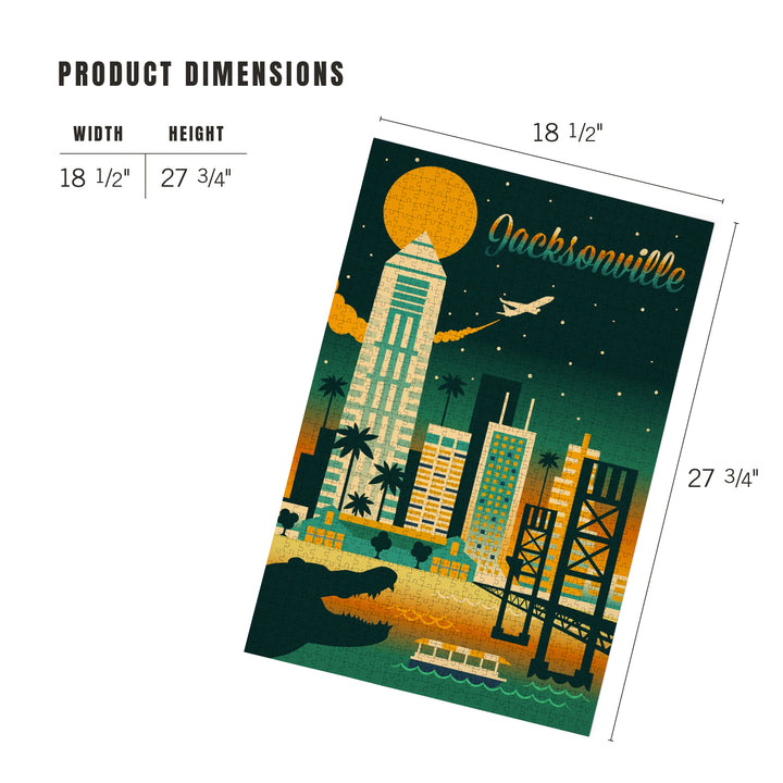 Jacksonville, Florida, Retro Skyline Chromatic Series, Jigsaw Puzzle Puzzle Lantern Press 