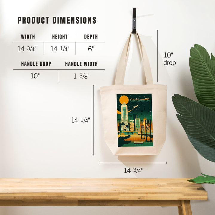 Jacksonville, Florida, Retro Skyline Chromatic Series, Tote Bag Totes Lantern Press 