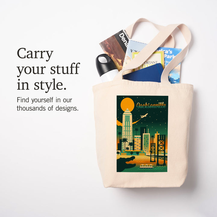 Jacksonville, Florida, Retro Skyline Chromatic Series, Tote Bag Totes Lantern Press 