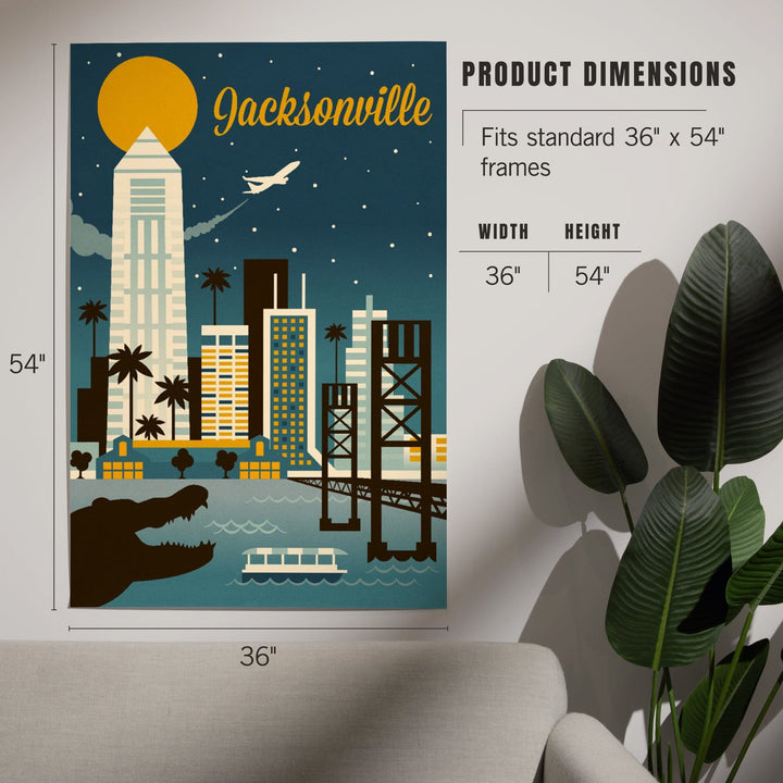 Jacksonville, Florida, Retro Skyline Series, Art & Giclee Prints Art Lantern Press 