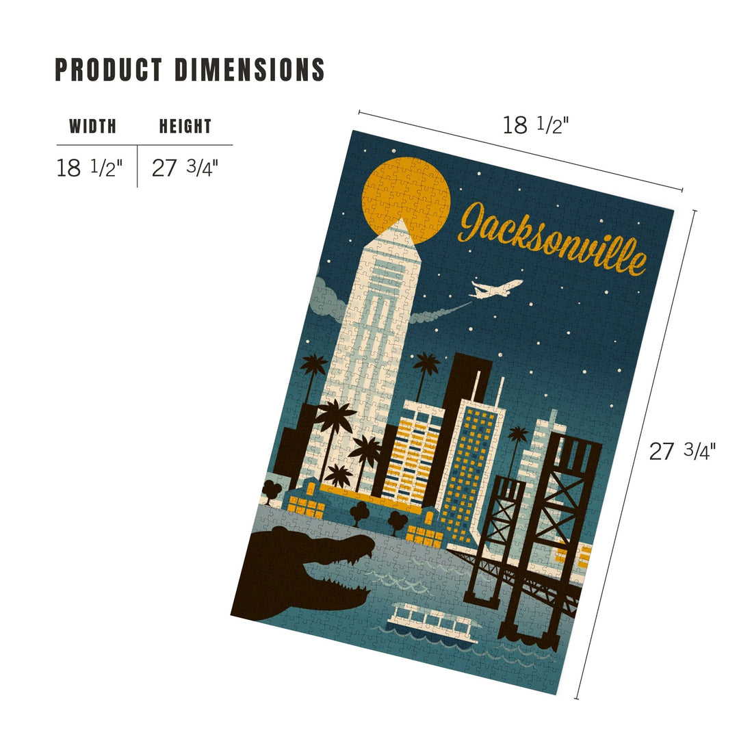 Jacksonville, Florida, Retro Skyline Series, Jigsaw Puzzle Puzzle Lantern Press 