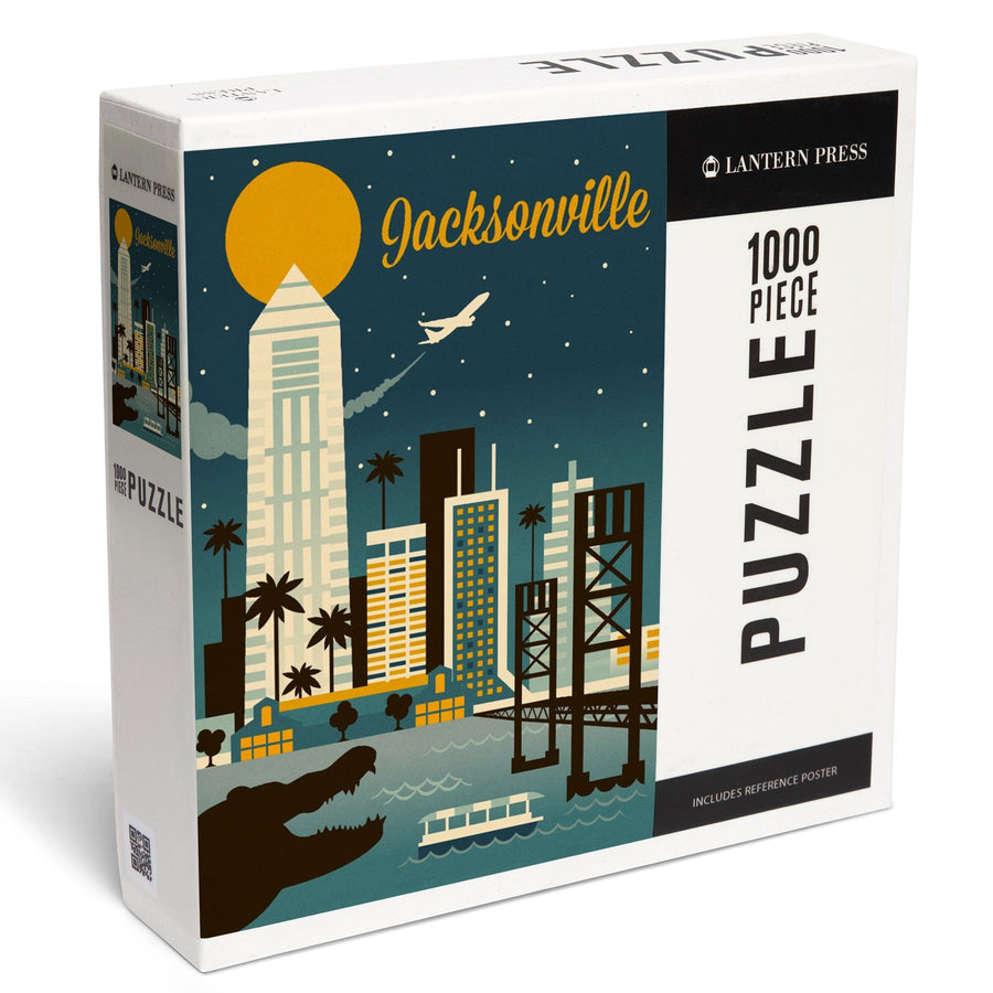 Jacksonville, Florida, Retro Skyline Series, Jigsaw Puzzle Puzzle Lantern Press 
