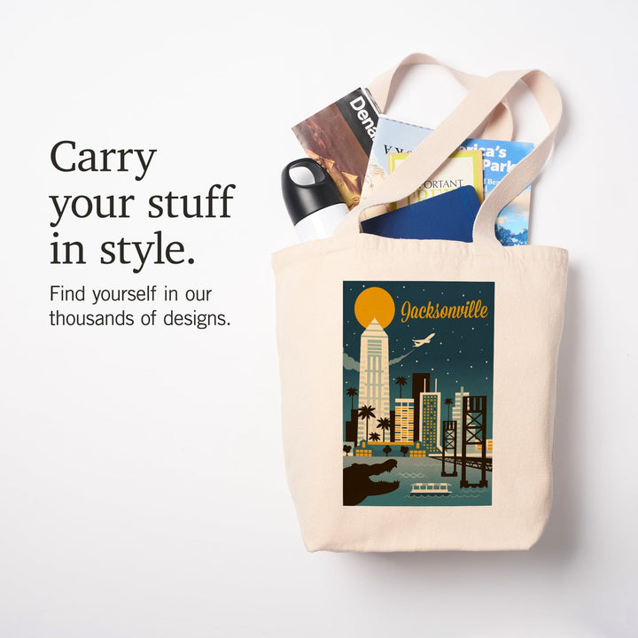 Jacksonville, Florida, Retro Skyline Series, Tote Bag Totes Lantern Press 