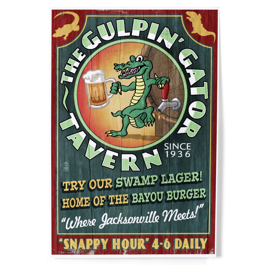 Jacksonville, Florida, The Gulpin Gator Tavern, Vintage Sign, Art & Giclee Prints Art Lantern Press 