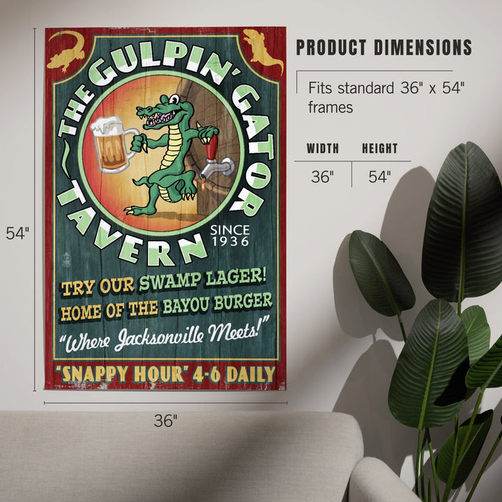 Jacksonville, Florida, The Gulpin Gator Tavern, Vintage Sign, Art & Giclee Prints Art Lantern Press 