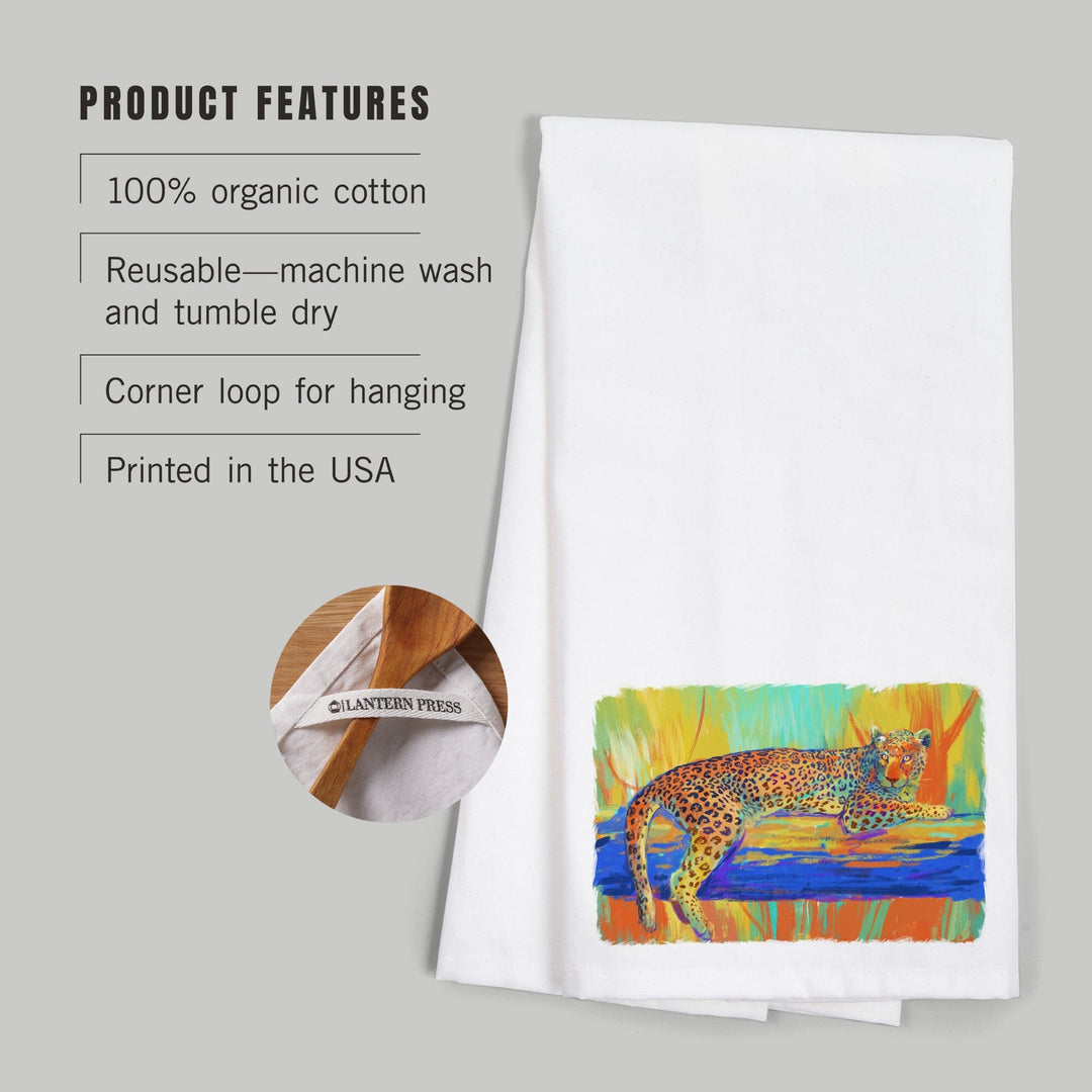 Jaguar, Vivid, Organic Cotton Kitchen Tea Towels Kitchen Lantern Press 