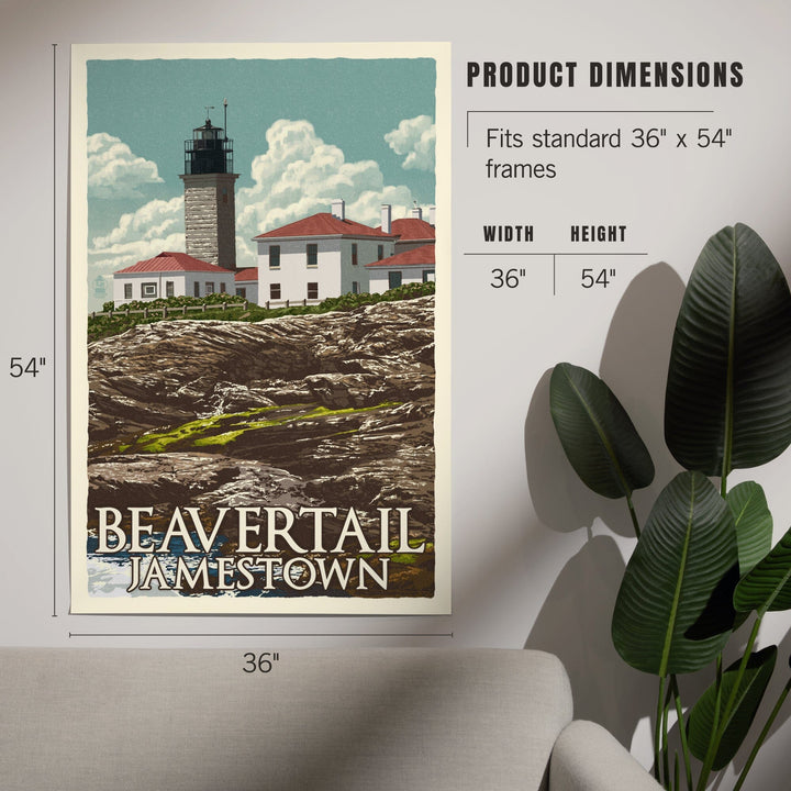 Jamestown, Rhode Island, Beavertail Lighthouse, Letterpress, Art & Giclee Prints Art Lantern Press 
