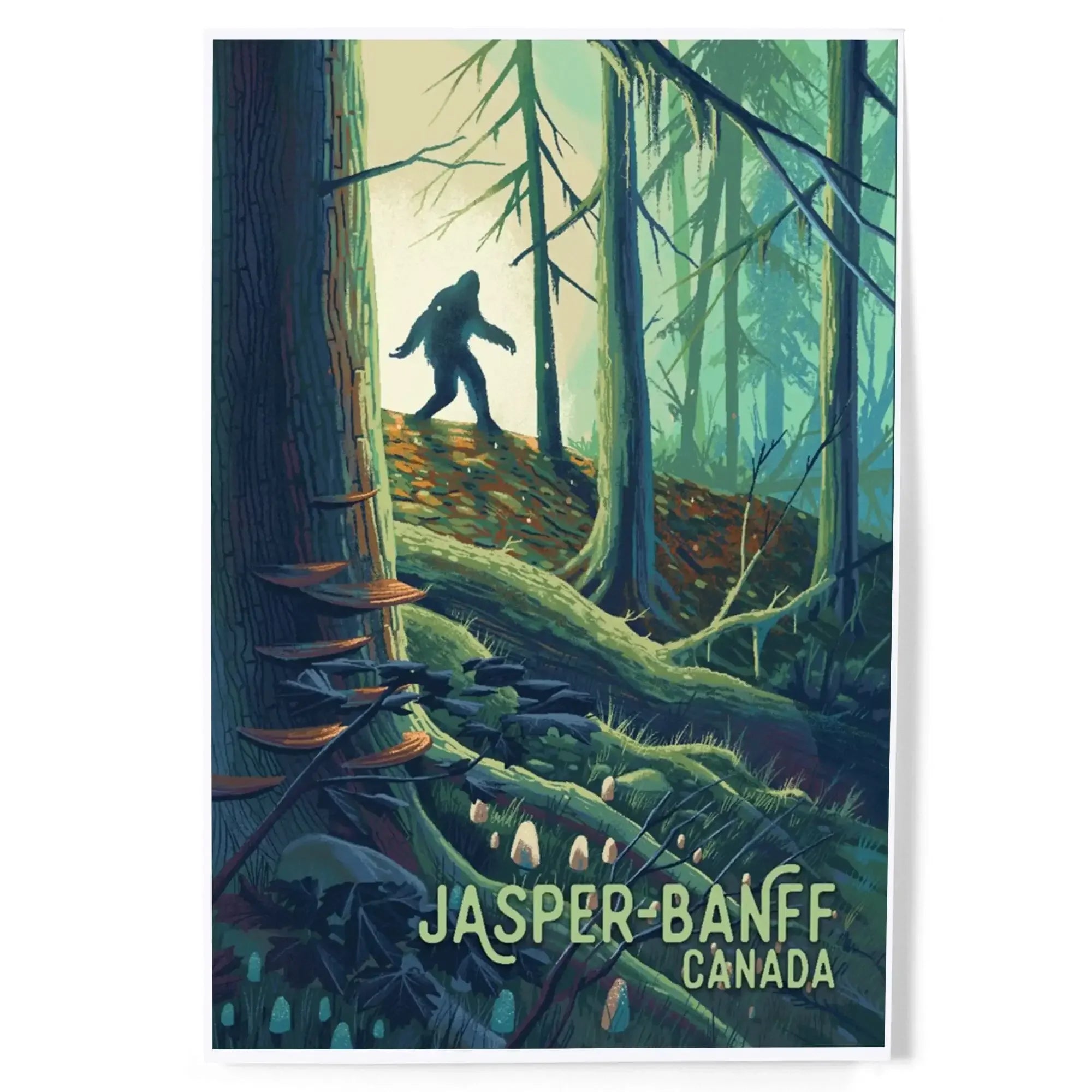 Jasper, Banff, Canada, Wanderer, Bigfoot in Forest art prints