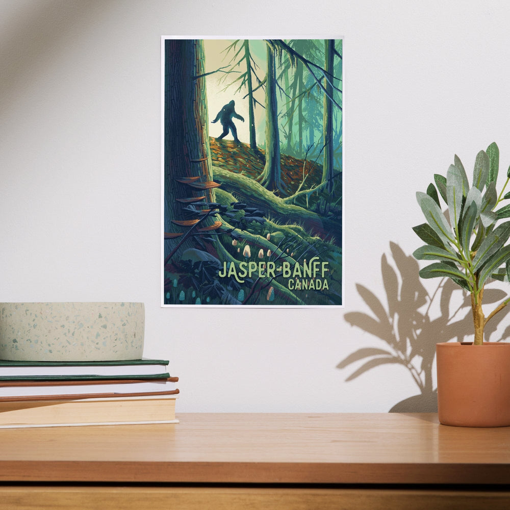Jasper, Banff, Canada, Wanderer, Bigfoot in Forest, Art & Giclee Prints Art Lantern Press 