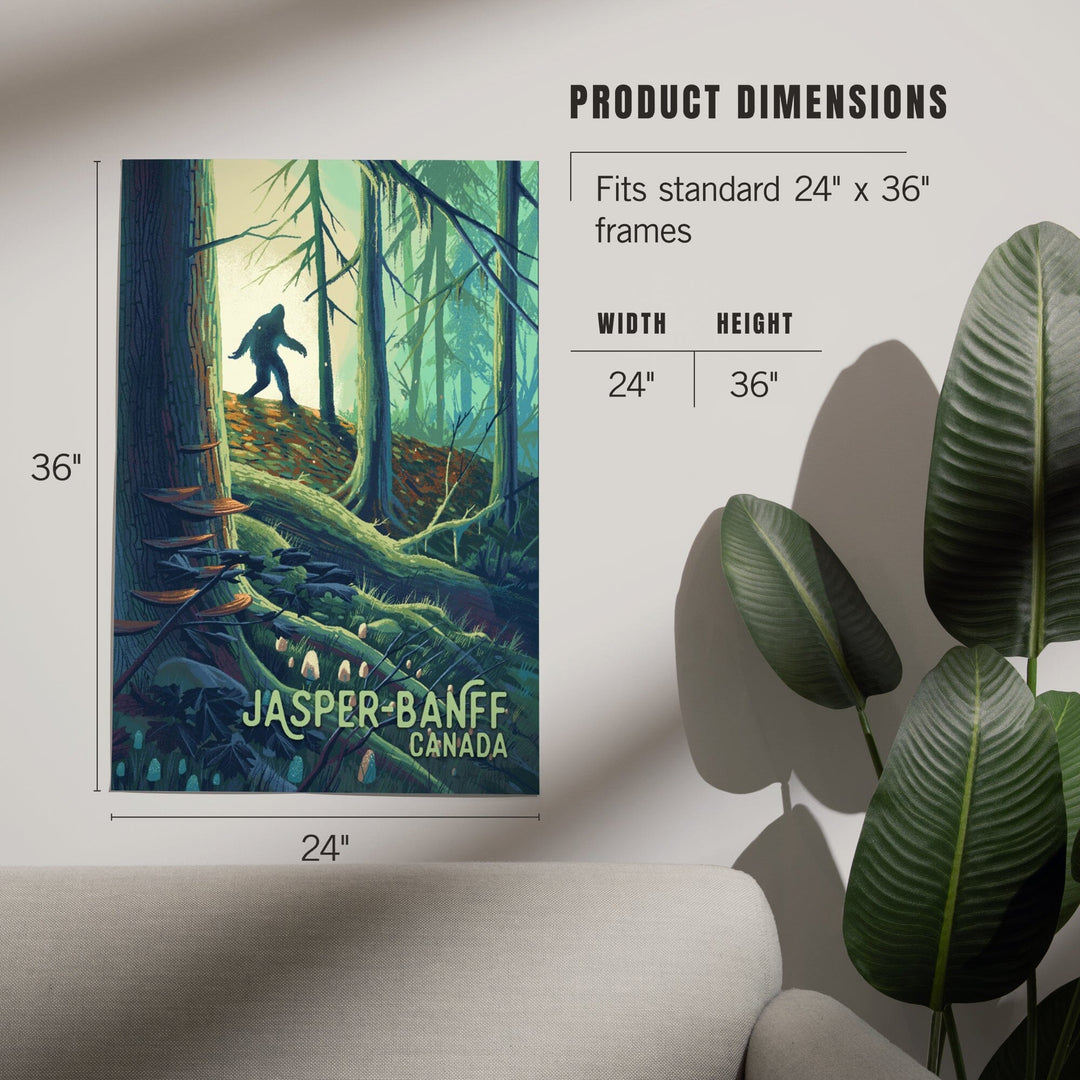 Jasper, Banff, Canada, Wanderer, Bigfoot in Forest, Art & Giclee Prints Art Lantern Press 