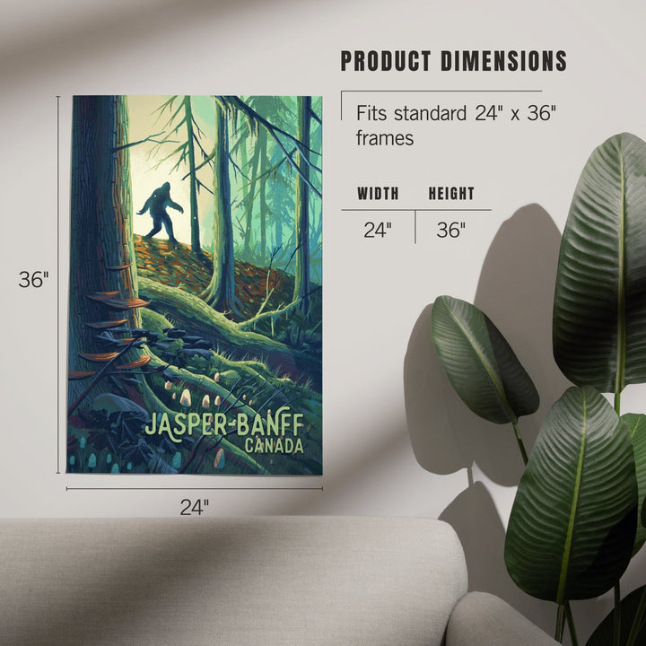 Jasper, Banff, Canada, Wanderer, Bigfoot in Forest, Art & Giclee Prints Art Lantern Press 