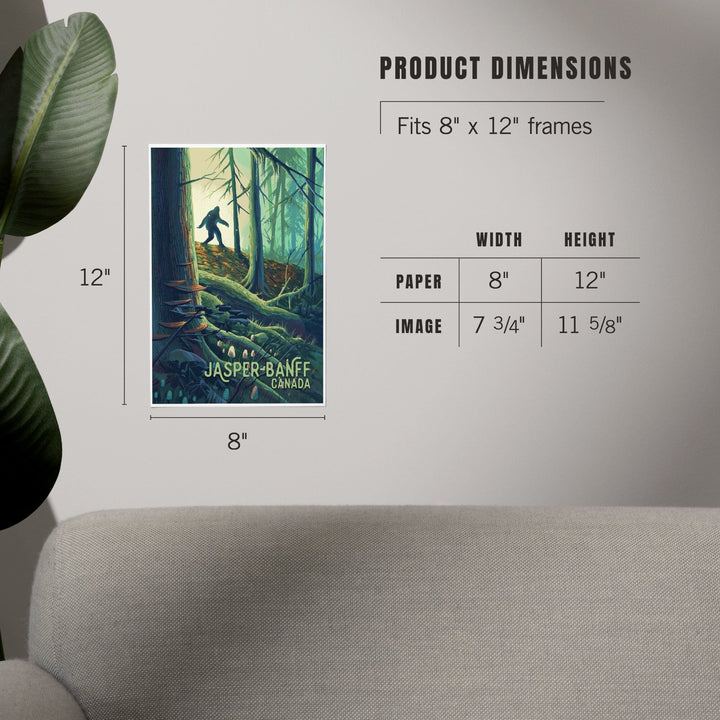 Jasper, Banff, Canada, Wanderer, Bigfoot in Forest, Art & Giclee Prints Art Lantern Press 