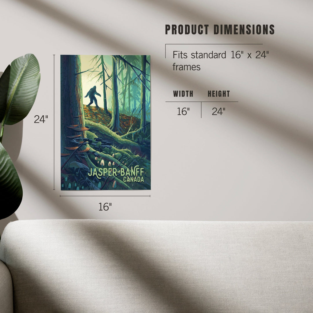 Jasper, Banff, Canada, Wanderer, Bigfoot in Forest, Art & Giclee Prints Art Lantern Press 