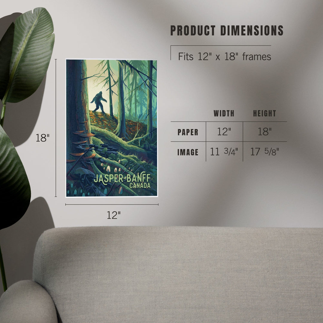 Jasper, Banff, Canada, Wanderer, Bigfoot in Forest, Art & Giclee Prints Art Lantern Press 