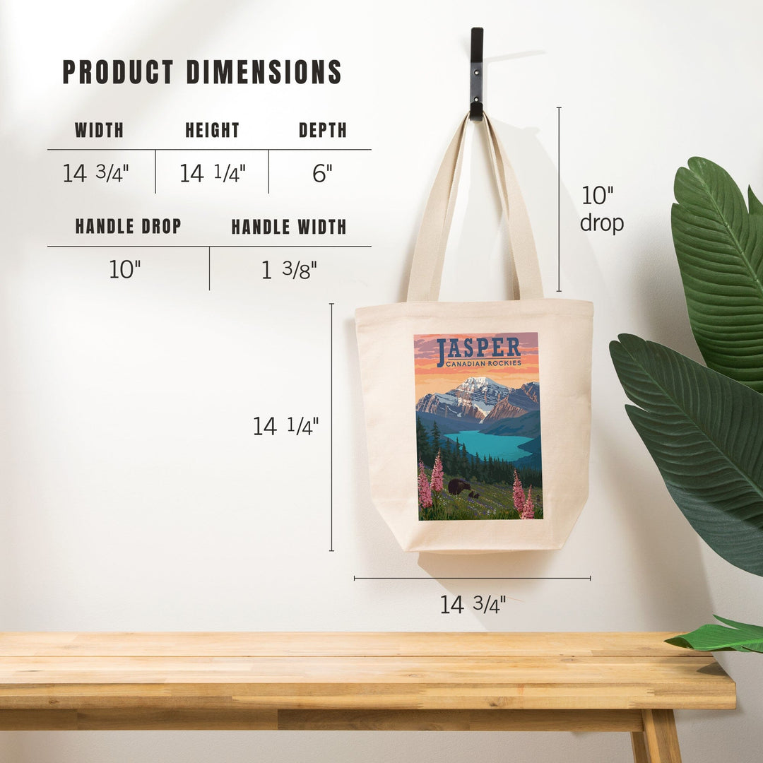 Jasper, Canada, Bear and Spring Flowers, Tote Bag Totes Lantern Press 