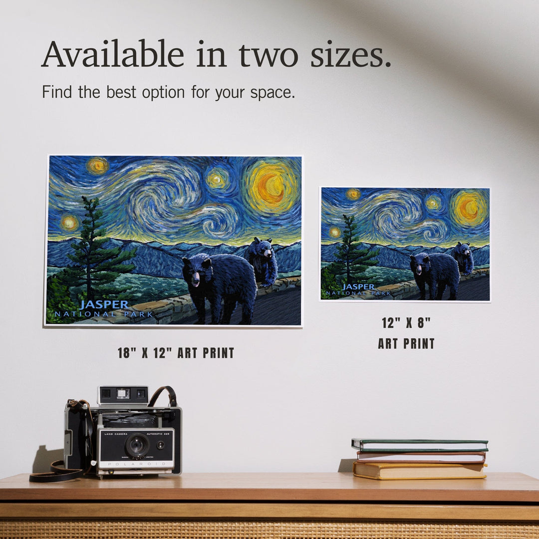 Jasper, Canada, Black Bears, Starry Night, Art & Giclee Prints Art Lantern Press 