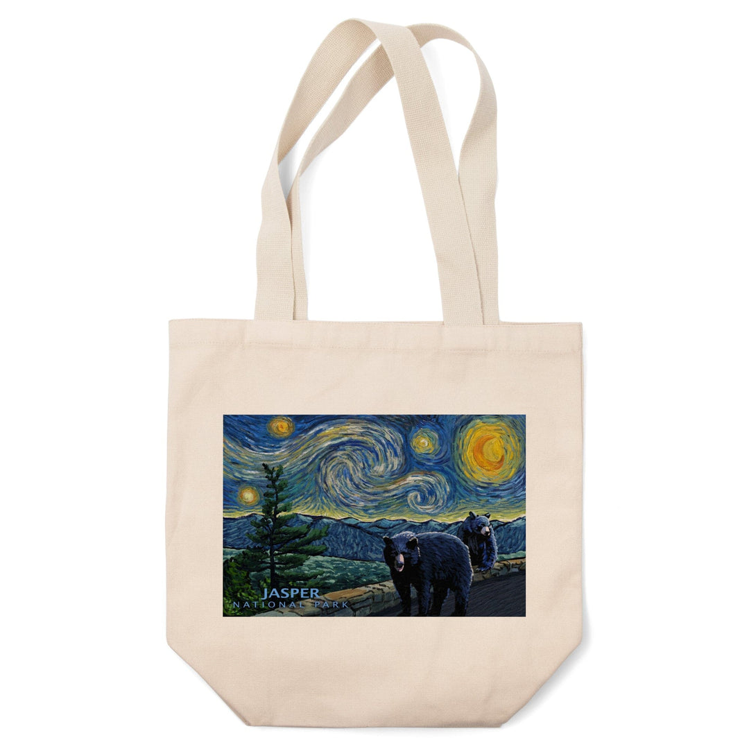 Jasper, Canada, Black Bears, Starry Night, Tote Bag Totes Lantern Press 