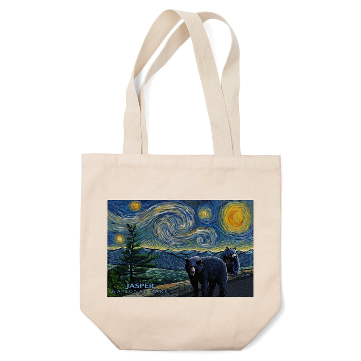 Jasper, Canada, Black Bears, Starry Night, Tote Bag Totes Lantern Press 