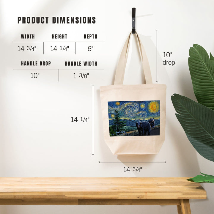 Jasper, Canada, Black Bears, Starry Night, Tote Bag Totes Lantern Press 