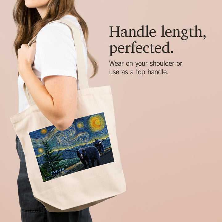 Jasper, Canada, Black Bears, Starry Night, Tote Bag Totes Lantern Press 