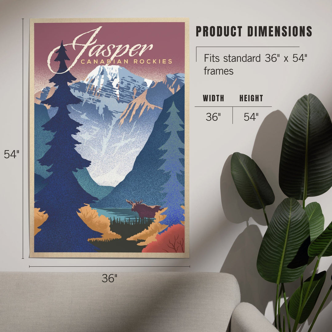 Jasper, Canada, Canadian Rockies, Mountain Scene, Lithograph, Art & Giclee Prints Art Lantern Press 