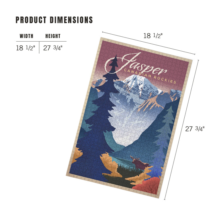 Jasper, Canada, Canadian Rockies, Mountain Scene, Lithograph, Jigsaw Puzzle Puzzle Lantern Press 