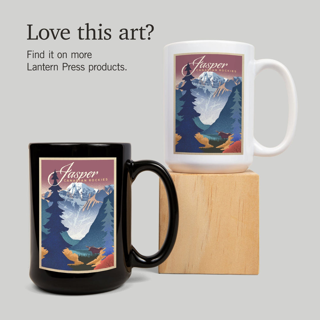 Jasper, Canada, Canadian Rockies, Mountain Scene, Lithograph, Lantern Press Artwork, Ceramic Mug Mugs Lantern Press 