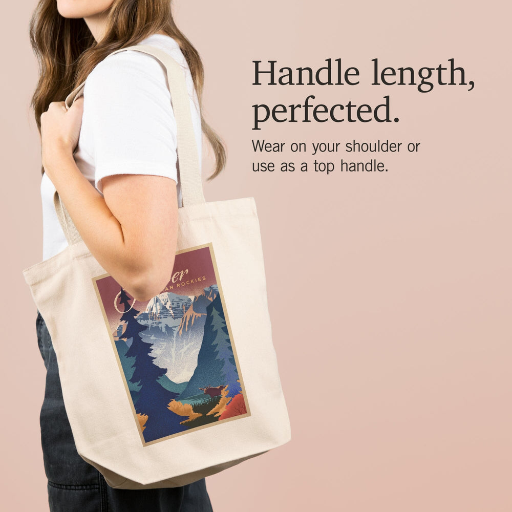 Jasper, Canada, Canadian Rockies, Mountain Scene, Lithograph, Tote Bag Totes Lantern Press 