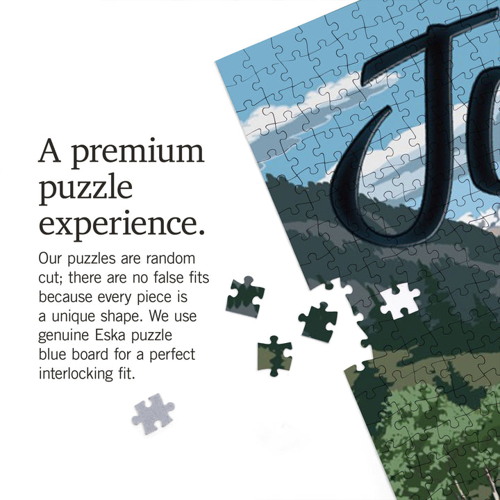 Jasper, Canada, Canadian Rockies, Retro Camper, Jigsaw Puzzle Puzzle Lantern Press 
