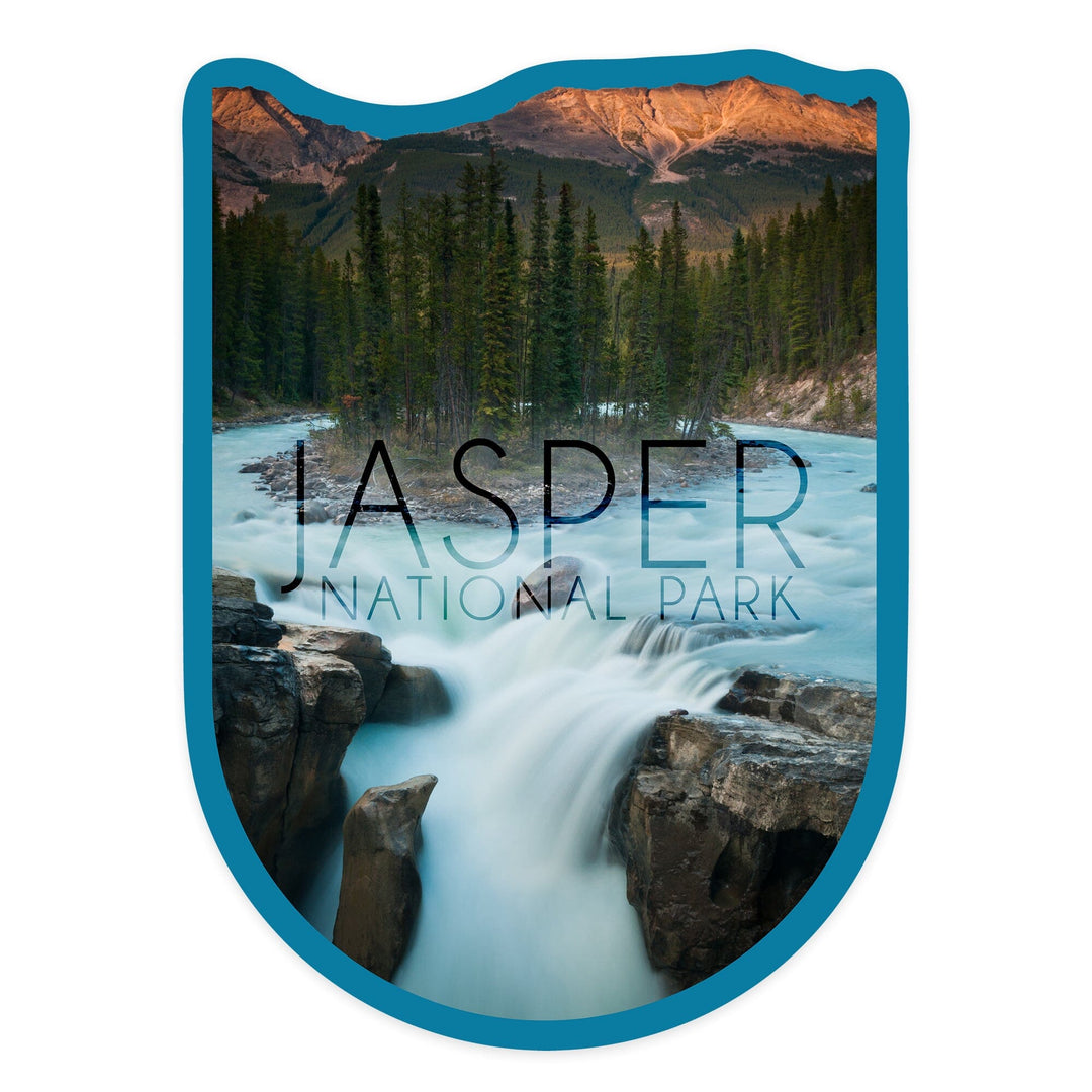 Jasper National Park, Alberta, Canada, Sunwapta Falls, Contour, Lantern Press Photography, Vinyl Sticker - Lantern Press