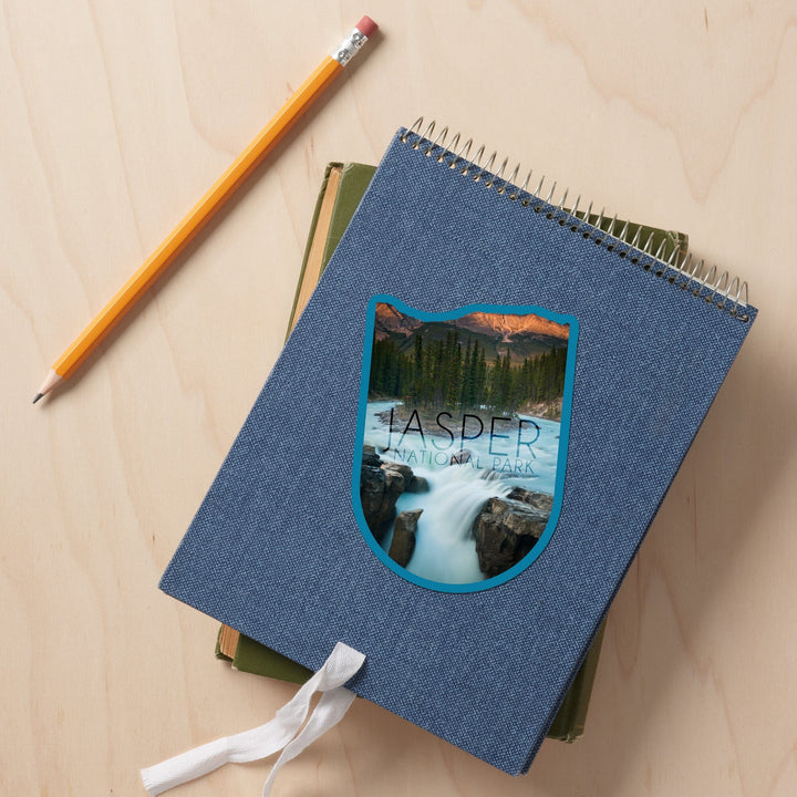 Jasper National Park, Alberta, Canada, Sunwapta Falls, Contour, Lantern Press Photography, Vinyl Sticker - Lantern Press