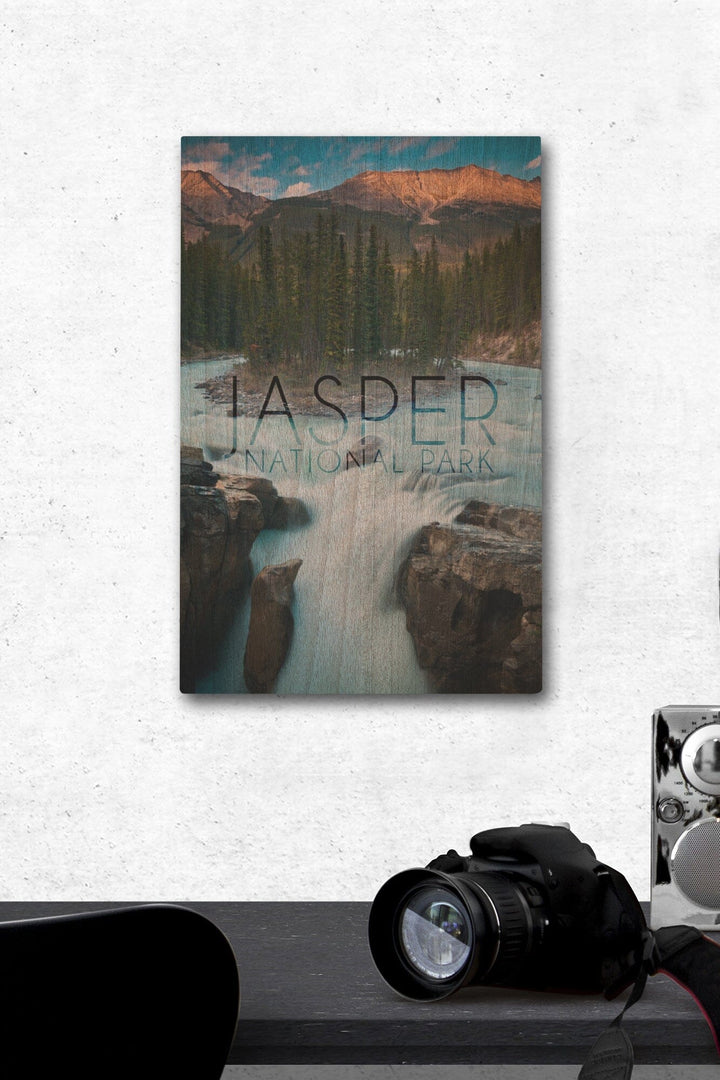 Jasper National Park, Alberta, Canada, Sunwapta Falls, Lantern Press Photography, Wood Signs and Postcards Wood Lantern Press 12 x 18 Wood Gallery Print 