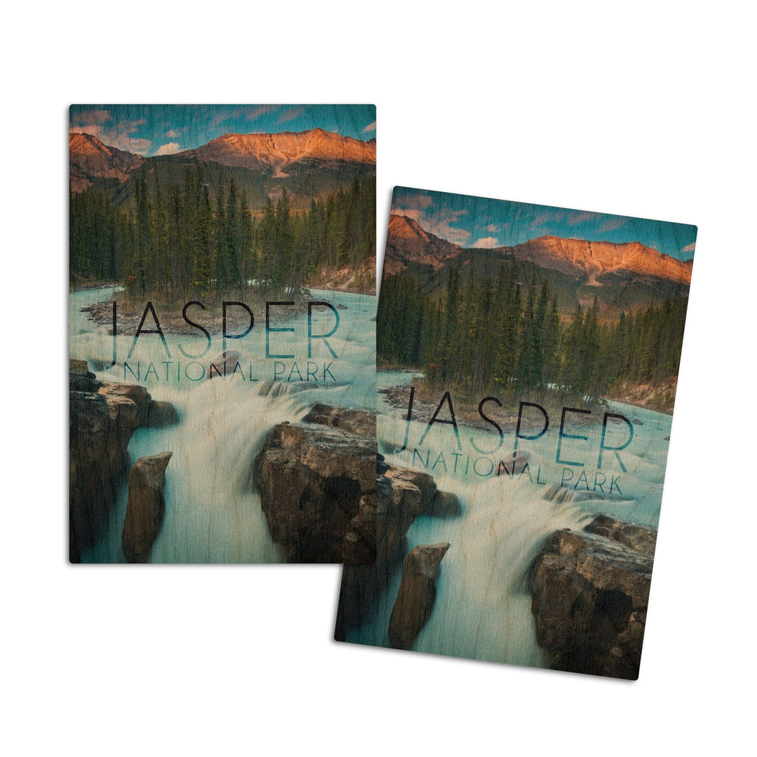 Jasper National Park, Alberta, Canada, Sunwapta Falls, Lantern Press Photography, Wood Signs and Postcards Wood Lantern Press 4x6 Wood Postcard Set 