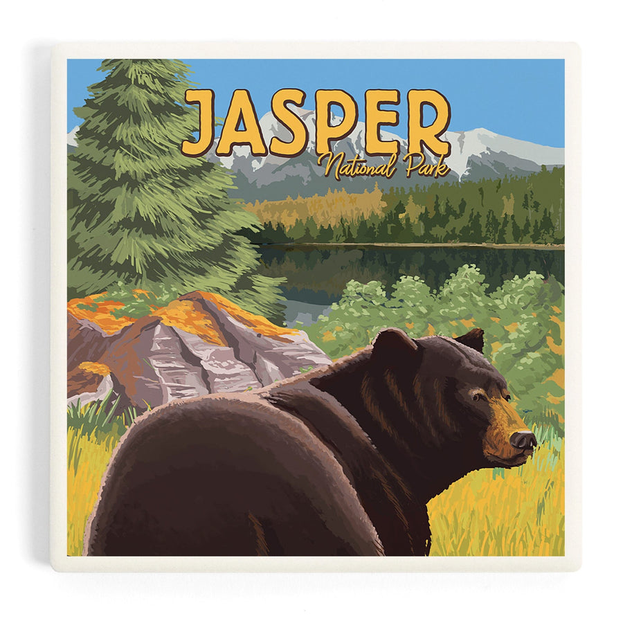 Jasper National Park, Canada, Bear in Forest, Coasters Coasters Lantern Press 